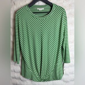Skye's the Limit Green and White Striped Long Sleeve Top